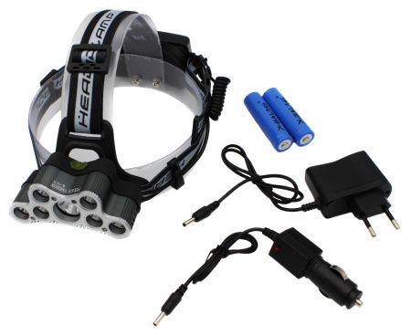 Налобный фонарь WD461, BL-779, 2х18650 Акк., 7хT6, MicroUSB ЗУ