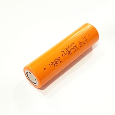 Аккумулятор Wimpex 18650 Li-ion 6000mAh 3.7V  40г. БЕЗ НОСИКА (оранжевый) реальная ёмкость меньше