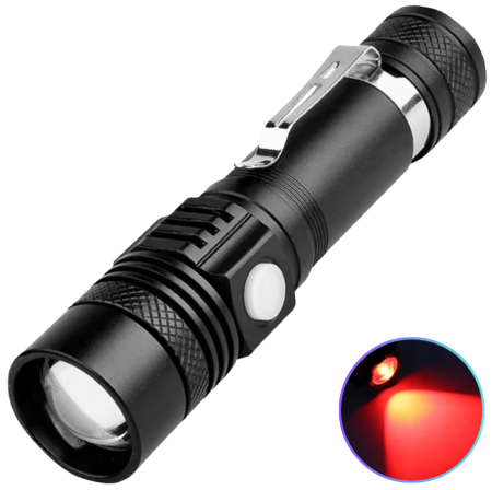 Ручной фонарь Police BL-518-TG(Red), 18650, Zoom, ЗУ Type C