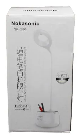 Настольная LED лампа аккумуляторная /ночник / ячейка для ручек/ 3 режима света /nk-200