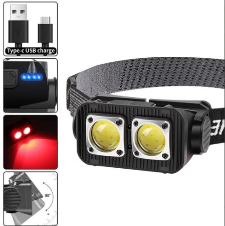 Налобный фонарь K372/L-31-2COB(White+Red), Motion Sensor, Li-Ion аккумулятор, индикация заряда, ЗУ T