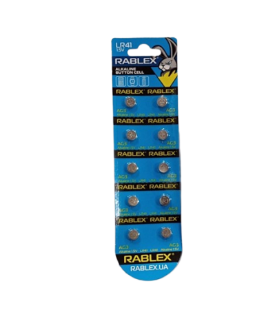 Батарейки-Таблетки Rablex LR41/AG3/1.5V блистер 10шт. Батарейки-Таблетки Rablex LR41/AG3/1.5V блистер 10шт.