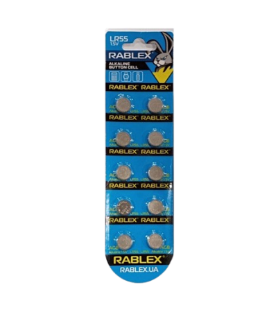 Батарейки-Таблетки Rablex LR55/AG8/1.5V блистер 10шт.