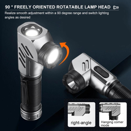 Ручной фонарь YEMAO YM-F303X, 1600LM, 2x21700 аккум, TYPE-C