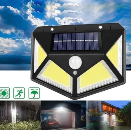 Настенный фонарь c солнечной панелью, датчик  движения BK-100B COB + solar / 7317 / WD430