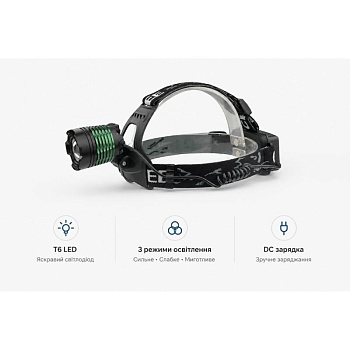 Налобный фонарь Bailong BL-2188-T6, RB101, T6, Zoom, MicroUSB