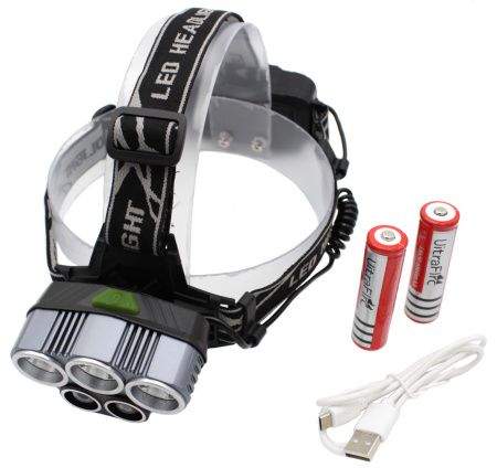 Налобный фонарь K-85-T6, Акк., 5xT6 LED, Zoom