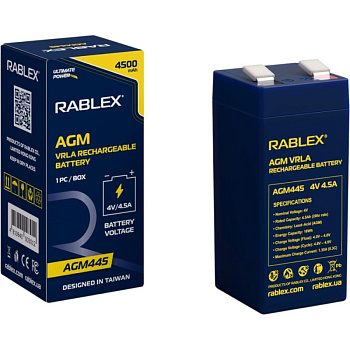 Акумуляторна батарея Rablex AGM 4 В 4,5 А·год (AGM445), свинцево-кислотна VRLA