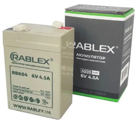 Аккумуляторная батарея Rablex 6V 4.5Ah (RB645), свинцово-кислотная (SLA)
