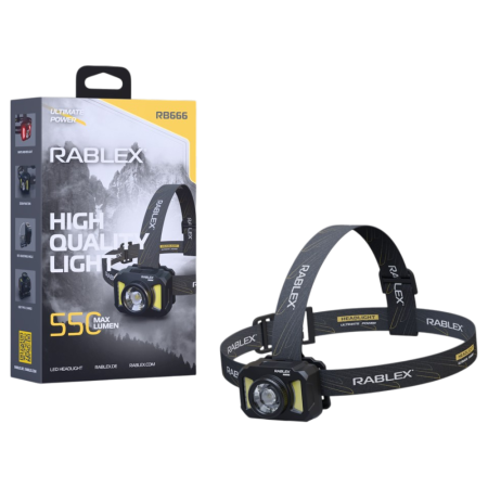 Налобный фонарь Rablex RB666, белый+красный, 550 lumen, аккум, Type-C