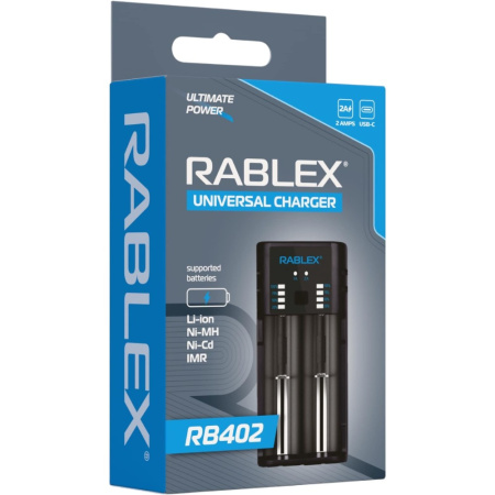 Зарядное устройство Rablex RB402, 2 × 18650 и др., USB