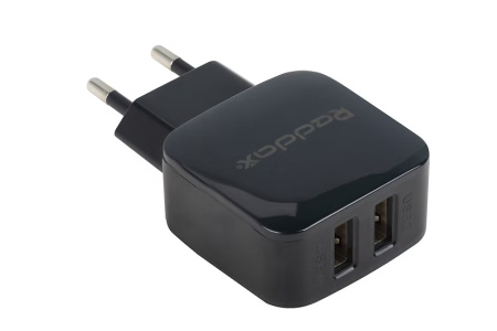 Сетевое зарядное устройство REDDAX RDX-021, Dual USB, 12W, Black