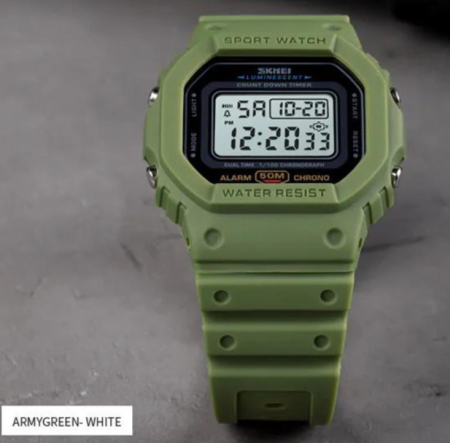 Часы наручные SKMEI 1628AGWT, ARMY GREEN-WHITE, 10255