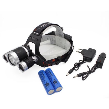 Налобный фонарь BORUIT RJ3000, Акк., T6 LED, автомобильная зарядка