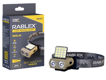 Налобний ліхтар Rablex RB951, червоний+біле світло, 2хXPL+16хCOB+1хRED COB, акумулятор, Type-C