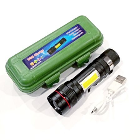 Ручной фонарь X-Balog Police BL-520, Li-ion, T6+Cob, Zoom, ЗУ USB