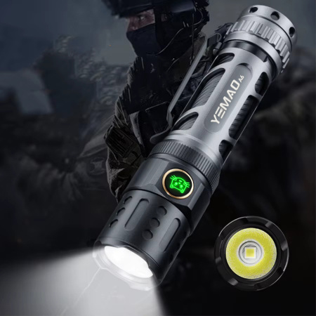 Ручной фонарь YEMAO YM-А6, 2200LM, P80 LED, Zoom, 1x18650 аккум, TYPE-C 