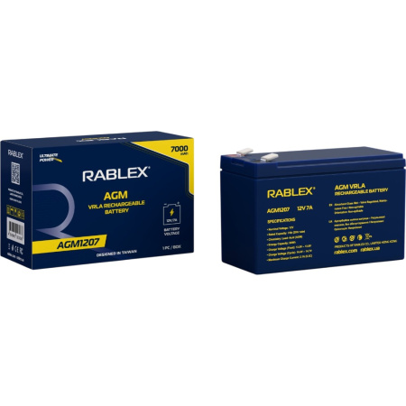 Аккумуляторная батарея Rablex AGM 12V 7.0Ah (AGM1207), свинцово-кислотная VRLA