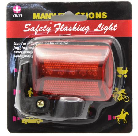 Велосипедный задний фонарь мигалка на батарейках Красный, 2xAA