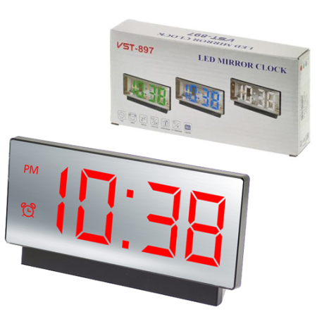 Часы электронные VST-897-1, расные,температура, USB