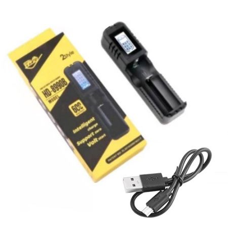 Зарядное устройство для аккумуляторов 1x18650 и др./ от USB / HD-8990B (С ЭКРАНОМ)