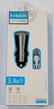 Автомобильное зарядное устройство USB x 2 Dekkin DK-36 / MicroUSB / DC5V-3.4A