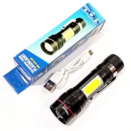 Ручной фонарь X-Balog Police BL-520, Li-ion, T6+Cob, Zoom, ЗУ USB