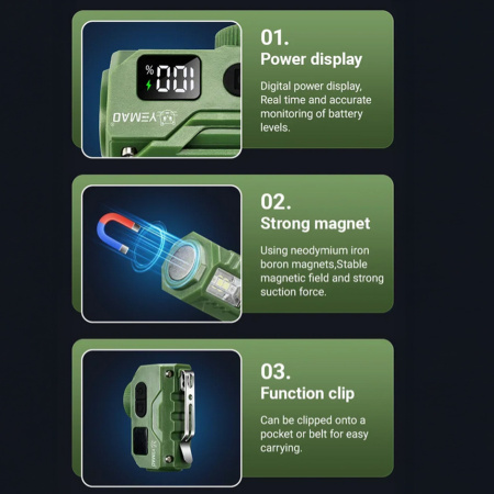 Налобный фонарь YEMAO YM-T614, 500LM, (White+Red), Сенсор, ЗУ Type-C