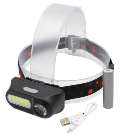 Налобный фонарь Bailong BL-1804, PL185, LED+COB, аккумулятор 18650, micro USB