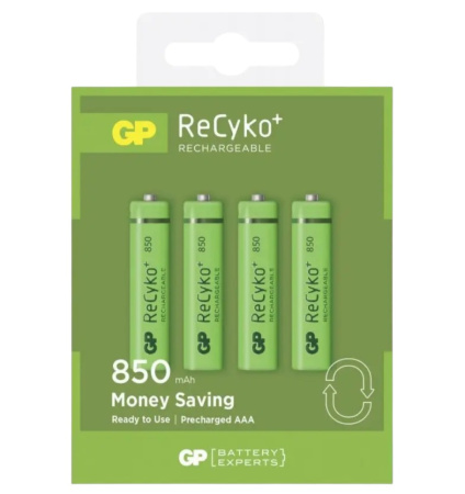 Аккумулятор GP ReCyko+ R3 AAA, Ni-MH, 850mAh, 1.2V 1шт. (в упаковке 4шт), блистр