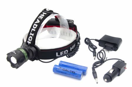 Налобный фонарь Bailong BL-T09-T6, Акк., T6 LED, 18650, Zoom, автомобильная зарядка