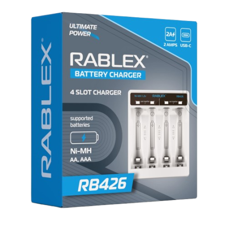 Зарядное устройство Rablex RB426, 4xАА,ААА, 2A, Type-c