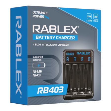 Зарядное устройство Rablex RB403 на 4 AA/AAA R3/R6 1.2V Зарядное устройство Rablex RB403 на 4 AA/AAA R3/R6 1.2V