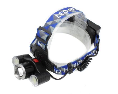 Налобный фонарь WD130, 2х18650, ЗУ microUSB, T6+Cob, Zoom