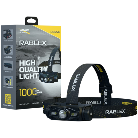 Налобный фонарь Rablex RB654, белый+красный, 1000 lumen, аккум, Type-C