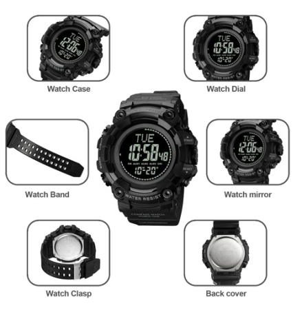 Часы наручные SKMEI 2037BK, BLACK, Compass, 10292