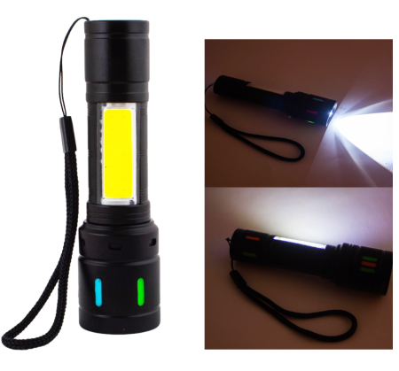 Ручной фонарь BL-627-TG+COB, Li-Ion аккумулятор, индикация заряда, ЗУ Type-C, zoom