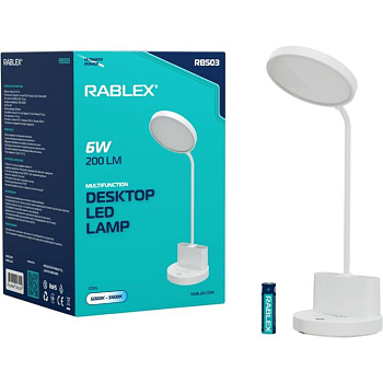 Настільна акумуляторна LED-лампа Rablex RB503 6 Вт 200 лм (Touch / Type-C / 18650)