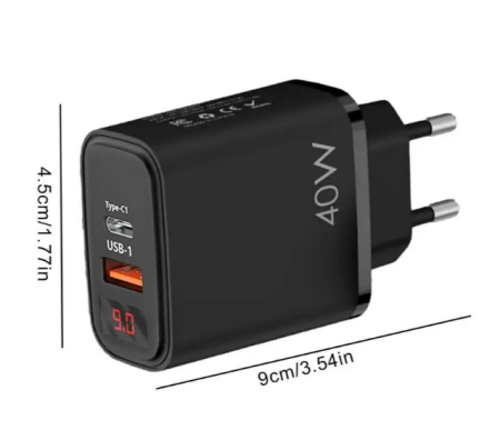 СЗУ Сетевое зарядное устройство PD PKG050 40W QC3.0 LED СЗУ Сетевое зарядное устройство PD PKG050 40W QC3.0 LED