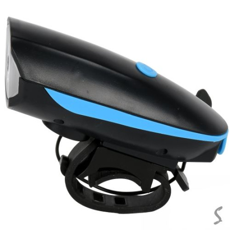 Велофонарь аккумуляторный с велозвонком 7588 (велосипедная фара, LED, USB) 1200mAh 10*5см