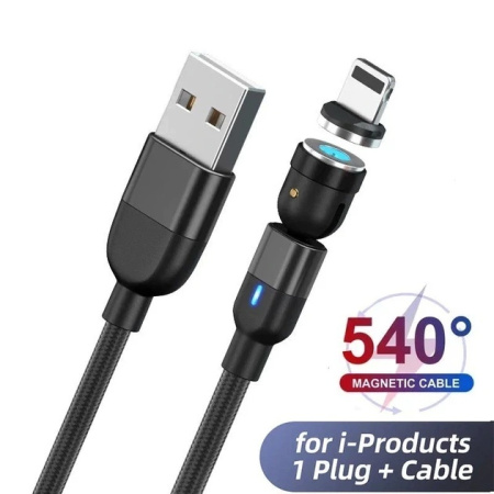 Магнитный кабель REDDAX RDX-399 Type-C (1м, тканевая оплетка, LED), Black