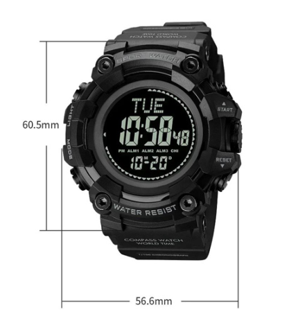 Часы наручные SKMEI 2037BK, BLACK, Compass, 10292