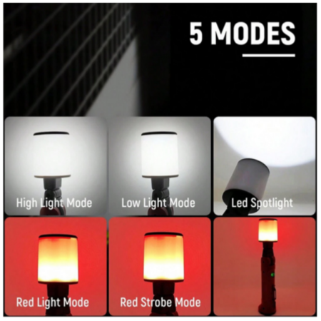 Фонарь для кемпинга WORKLIGHT-72-XPE, Белый, Красный, 10W, 350 Lumen, Li-Ion, поворот1 80º+180º