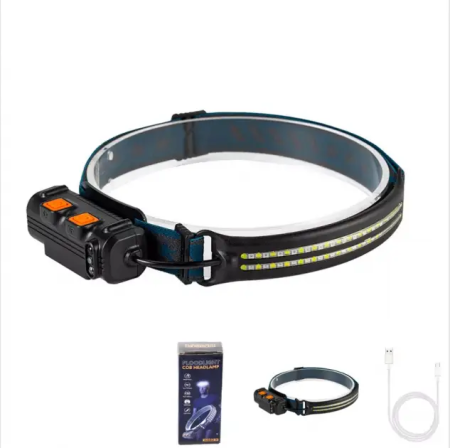 Налобный фонарь Bailong BL-W691-2COB, Красный, Белый+RGB, Motion Sensor, Li-Ion аккум.,Type-C, 8668