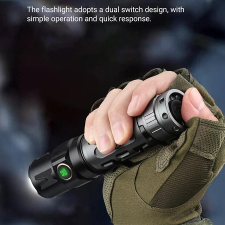 Ручной фонарь YEMAO YM-А7, 2200LM, P80 LED, Zoom, 1x21700 аккум, TYPE-C 