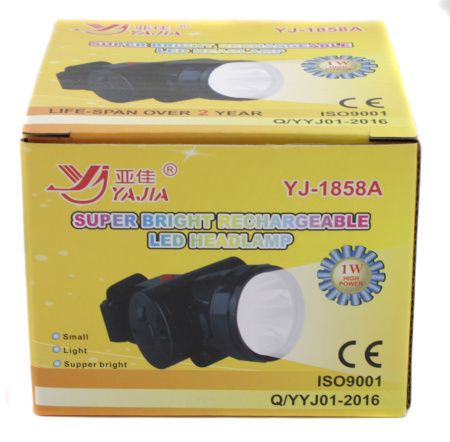 Налобный фонарь Yajia YJ-1858-1, Аккумулятор, 1LED