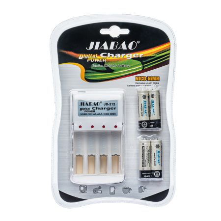 Зарядное устройство для аккумуляторов Jiabao + 4шт. AA  в комплекте /на 4 AA/AAA R3/R6 1.2V /3278 Зарядное устройство для аккумуляторов Jiabao + 4шт. AA  в комплекте /на 4 AA/AAA R3/R6 1.2V /3278