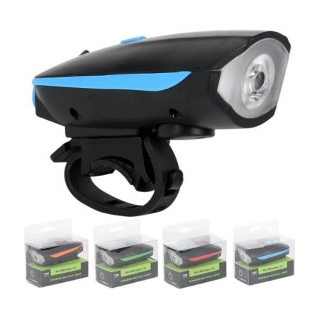 Велофонарь аккумуляторный с велозвонком 7588 (велосипедная фара, LED, USB) 1200mAh 10*5см