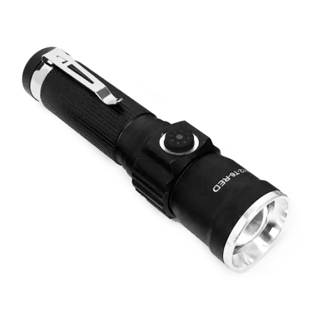 Ручной фонарь Police PLD-1812-T6 (Red), 1x18650, индикация заряда, ЗУ Type-C, zoom