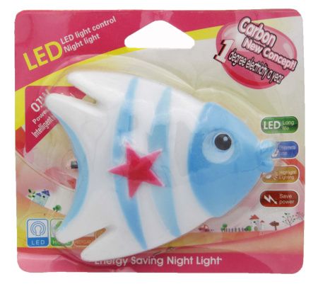 Ночник LED в розетку с выключателем "Рыбка"  220V 5 LED Ночник LED в розетку с выключателем "Рыбка"  220V 5 LED
